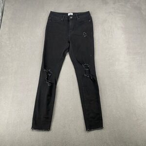 Simple Society Womens High Rise Distressed Skinny Jeans Black Size 5/27 RN155481